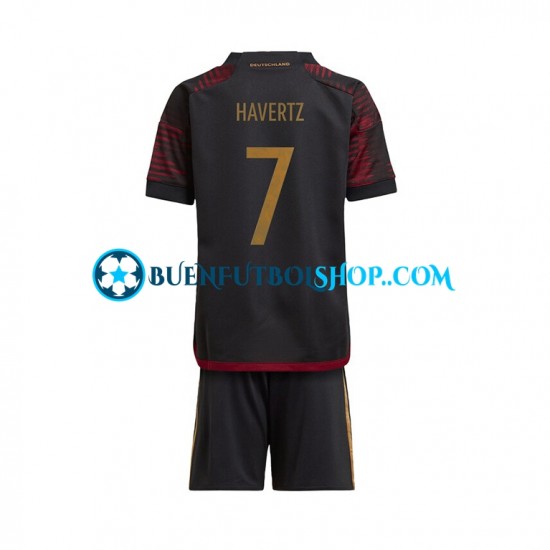 Camiseta de Fútbol Alemania Havertz 7 World Cup 2022 Segunda Equipación Manga Corta Niño