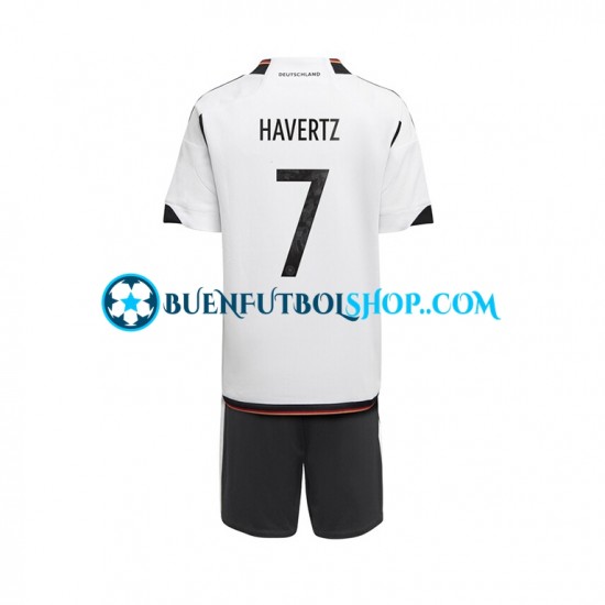 Camiseta de Fútbol Alemania Havertz 7 World Cup 2022 Primera Equipación Manga Corta Niño