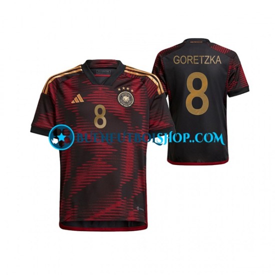 Camiseta de Fútbol Alemania Leon Goretzka 8 World Cup 2022 Segunda Equipación Manga Corta Hombre