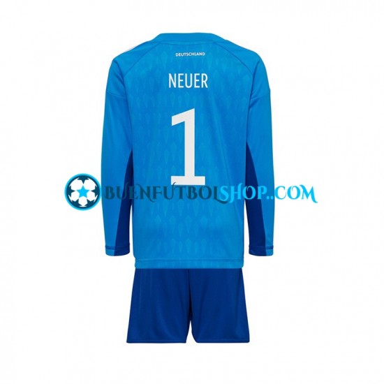 Camiseta de Fútbol Alemania Portero Manuel Neuer 1 World Cup 2022 Primera Equipación Manga Larga Niño