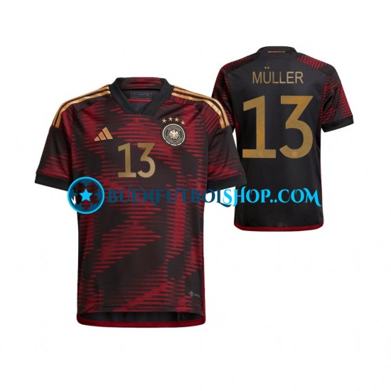 Camiseta de Fútbol Alemania Thomas Muller 13 World Cup 2022 Segunda Equipación Manga Corta Hombre