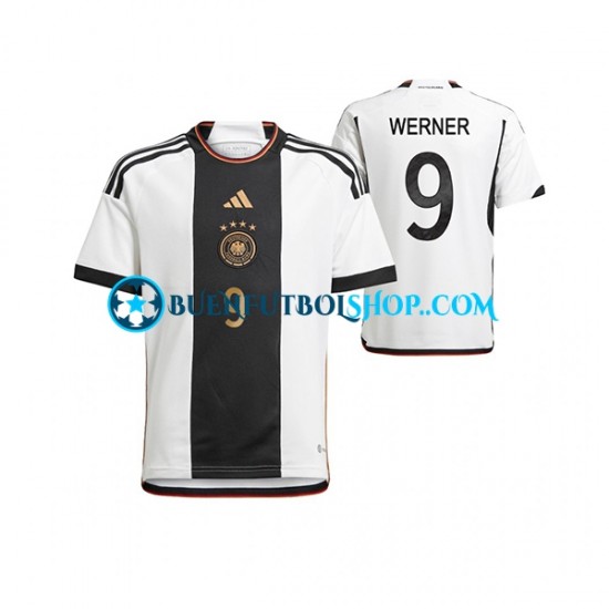 Camiseta de Fútbol Alemania Timo Werner 9 World Cup 2022 Primera Equipación Manga Corta Hombre