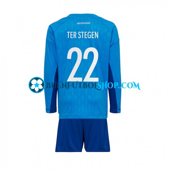 Camiseta de Fútbol Alemania Portero ter Stegen 22 World Cup 2022 Primera Equipación Manga Larga Niño