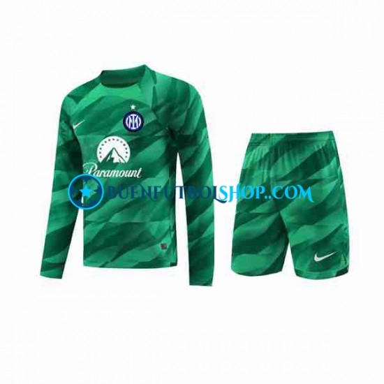 Camiseta de Fútbol Inter Milan Portero 2023-2024 Segunda Equipación Manga Larga Niño