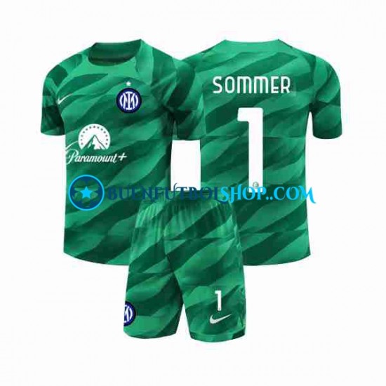 Camiseta de Fútbol Inter Milan Portero Sommer 1 2023-2024 Segunda Equipación Manga Corta Niño