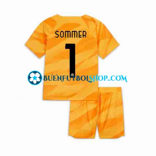 Camiseta de Fútbol Inter Milan Portero Sommer 1 2023-2024 Primera Equipación Manga Corta Niño