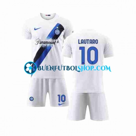 Camiseta de Fútbol Inter Milan Lautaro Martinez 10 2023-2024 Segunda Equipación Manga Corta Niño