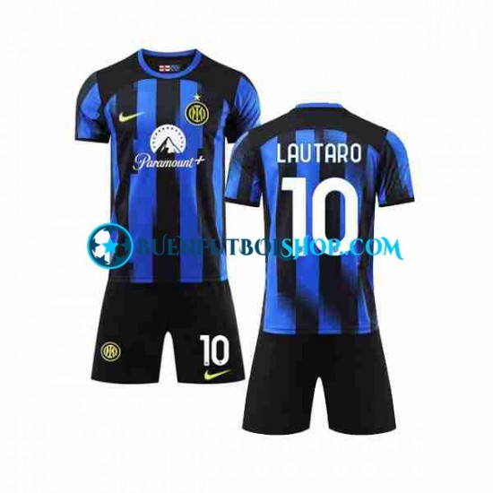 Camiseta de Fútbol Inter Milan Lautaro Martinez 10 2023-2024 Primera Equipación Manga Corta Niño