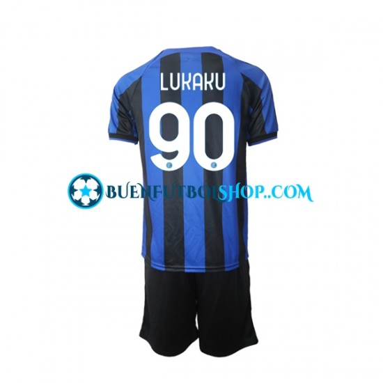 Camiseta de Fútbol Inter Milan Romelu Lukaku 90 2022-2023 Primera Equipación Manga Corta Niño