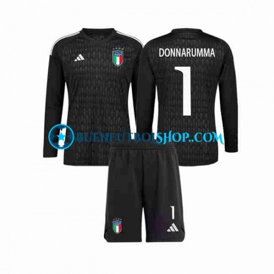 Camiseta de Fútbol Italia Portero Donnarumma 1 2023 Segunda Equipación Manga Larga Niño