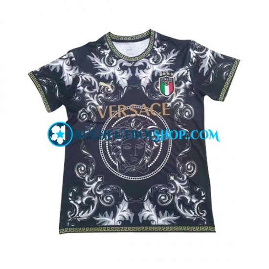 Camiseta de Fútbol Italia Versace 2023-2024 Negro Manga Corta Hombre