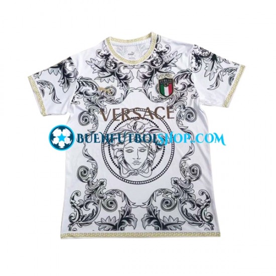 Camiseta de Fútbol Italia Versace 2023-2024 Blanco Manga Corta Hombre