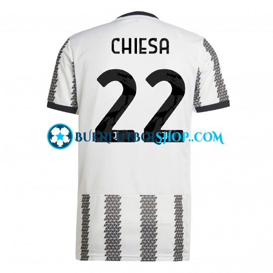 Camiseta de Fútbol Juventus Chiesa 22 2022-2023 Primera Equipación Manga Corta Hombre