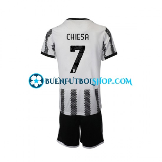 Camiseta de Fútbol Juventus Chiesa 7 2022-2023 Primera Equipación Manga Corta Niño