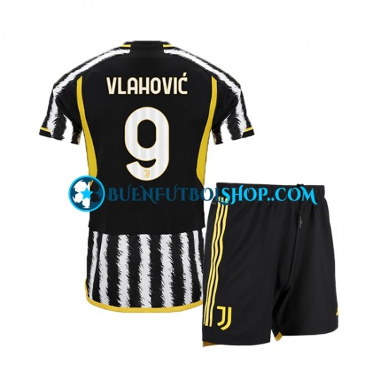 Camiseta de Fútbol Estados Unidos Juventus Dn Vlahovic 9 2023-2024 Primera Equipación Manga Corta Niño