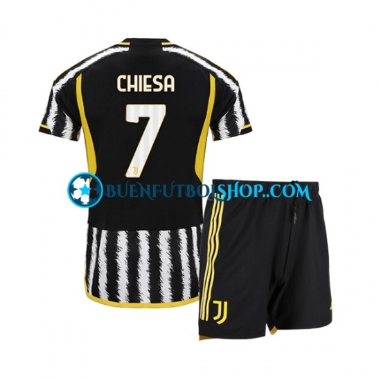 Camiseta de Fútbol Juventus Federico Chiesa 7 2023-2024 Primera Equipación Manga Corta Niño