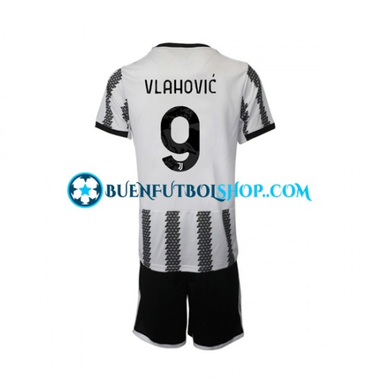 Camiseta de Fútbol Juventus Vlahovic 9 2022-2023 Primera Equipación Manga Corta Niño