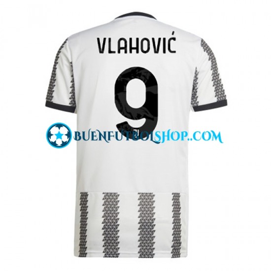 Camiseta de Fútbol Juventus Vlahovic 9 2022-2023 Primera Equipación Manga Corta Hombre