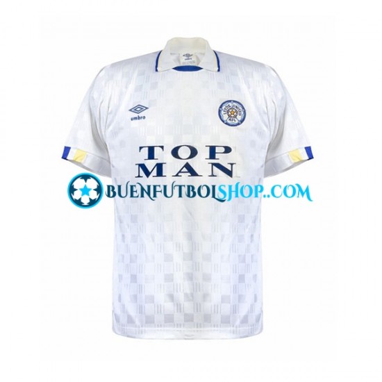 Camiseta de Fútbol Leeds United Retro 1989-1990 Primera Equipación Manga Corta Hombre