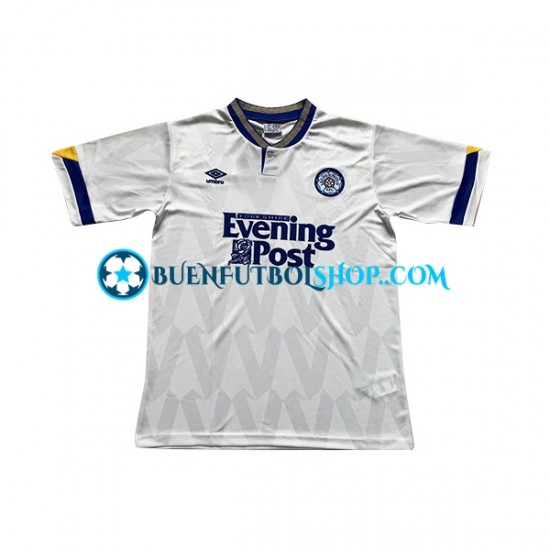 Camiseta de Fútbol Leeds United Retro 1991-1992 Primera Equipación Manga Corta Hombre