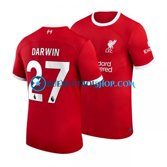 Camiseta de Fútbol Liverpool Darwin Nunez 27 2023-2024 Primera Equipación Manga Corta Hombre