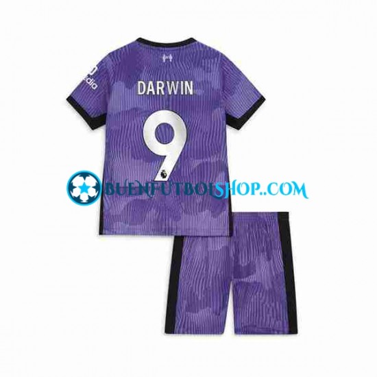 Camiseta de Fútbol Liverpool Darwin Nunez 9 2023-2024 Tercera Equipación Manga Corta Niño