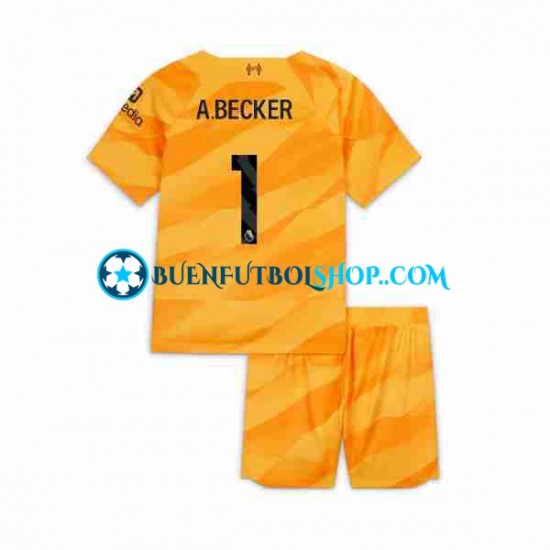 Camiseta de Fútbol Liverpool Portero A Becker 1 2023-2024 Tercera Equipación Manga Corta Niño