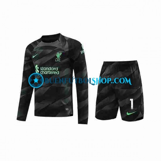 Camiseta de Fútbol Liverpool Portero A.Becker 1 2023-2024 Segunda Equipación Manga Larga Niño