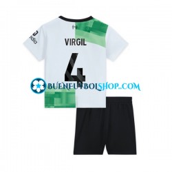 Camiseta de Fútbol Liverpool Virgil van Dijk 4 2023-2024 Segunda Equipación Manga Corta Niño