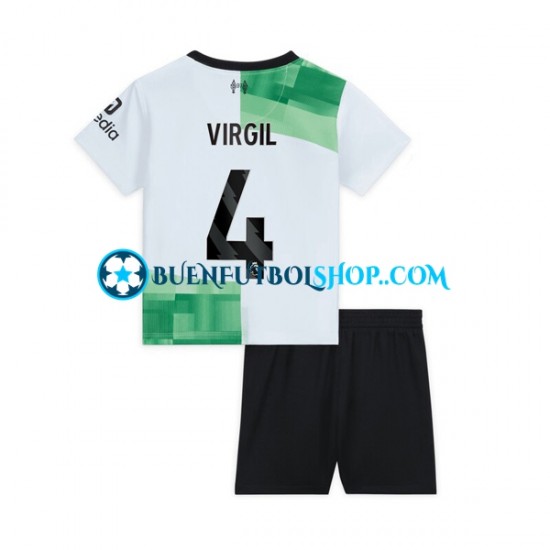 Camiseta de Fútbol Liverpool Virgil van Dijk 4 2023-2024 Segunda Equipación Manga Corta Niño