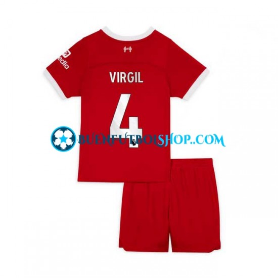 Camiseta de Fútbol Liverpool Virgil van Dijk 4 2023-2024 Primera Equipación Manga Corta Niño