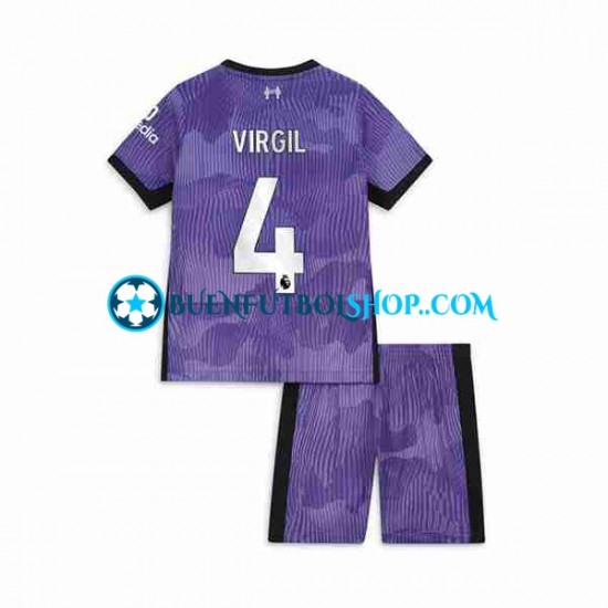 Camiseta de Fútbol Liverpool Virgil van Dijk 4 2023-2024 Tercera Equipación Manga Corta Niño