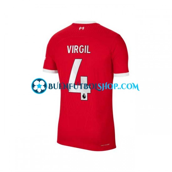 Camiseta de Fútbol Liverpool Virgil van Dijk 4 2023-2024 Primera Equipación Manga Corta Hombre