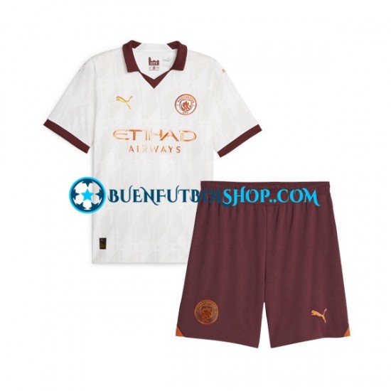 Camiseta de Fútbol Manchester City 2023-2024 Segunda Equipación Manga Corta Niño