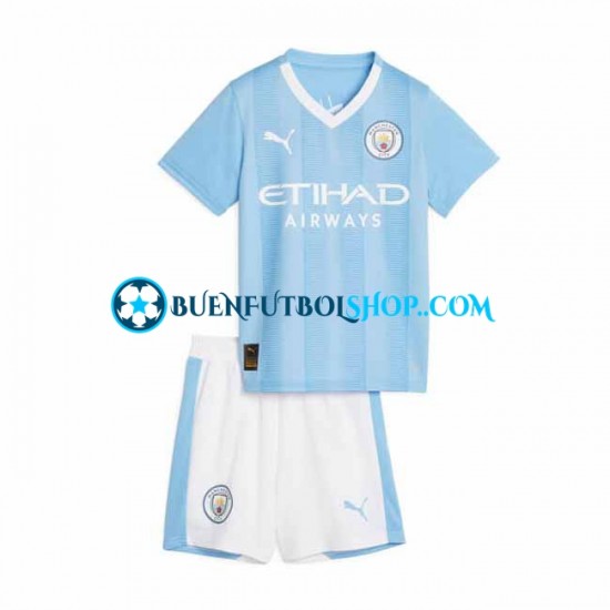 Camiseta de Fútbol Manchester City 2023-2024 Primera Equipación Manga Corta Niño