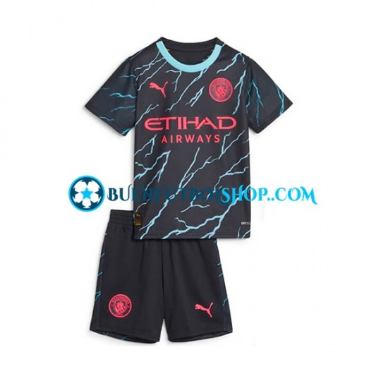 Camiseta de Fútbol Manchester City 2023-2024 Tercera Equipación Manga Corta Niño