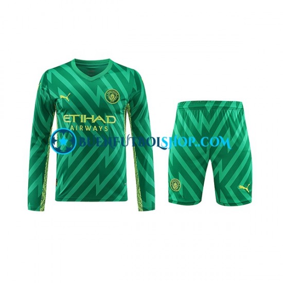 Camiseta de Fútbol Manchester City Portero 2023-2024 Primera Equipación Manga Larga Niño