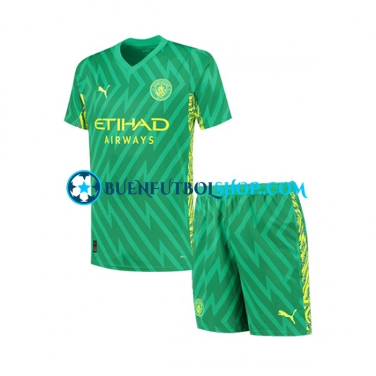 Camiseta de Fútbol Manchester City Portero 2023-2024 Primera Equipación Manga Corta Niño