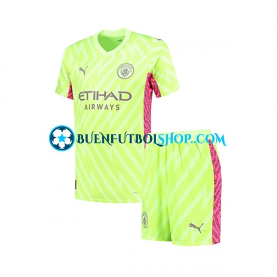 Camiseta de Fútbol Manchester City Portero 2023-2024 Tercera Equipación Manga Corta Niño