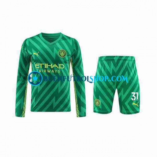 Camiseta de Fútbol Manchester City Portero Ederson Moraes 31 2023-2024 Primera Equipación Manga Larga Niño