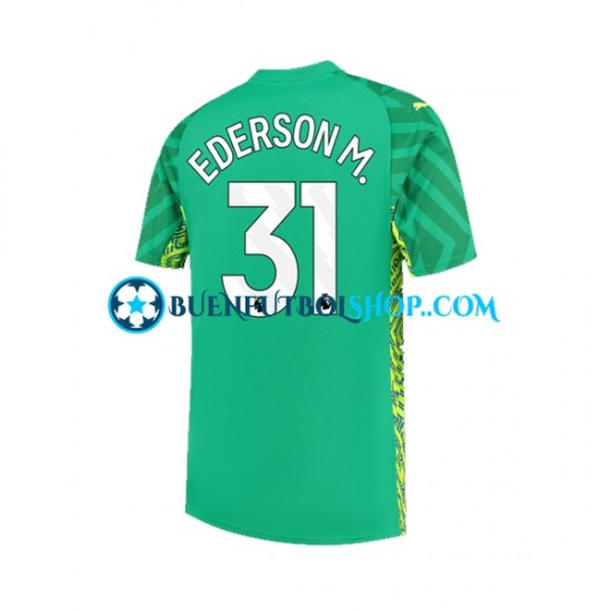 Camiseta de Fútbol Manchester City Portero Ederson Moraes 31 2023-2024 Primera Equipación Manga Corta Hombre