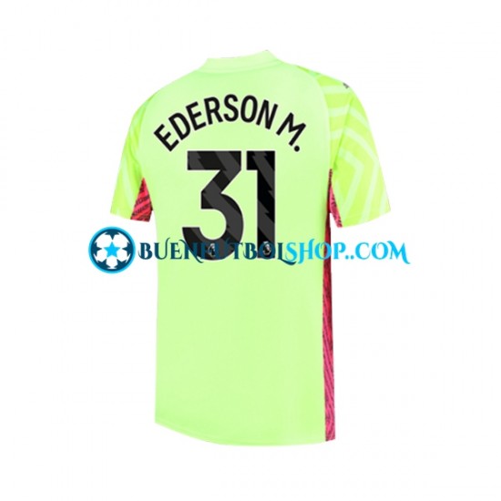 Camiseta de Fútbol Manchester City Portero Ederson Moraes 31 2023-2024 Tercera Equipación Manga Corta Hombre