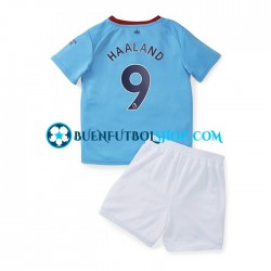 Camiseta de Fútbol Manchester City Haaland 9 2022-2023 Primera Equipación Manga Corta Niño