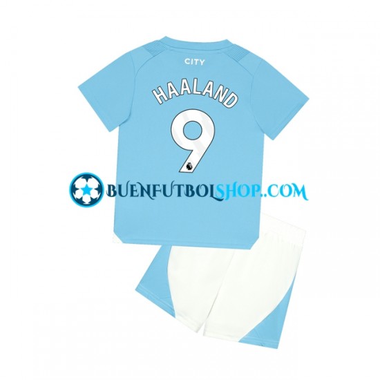 Camiseta de Fútbol Manchester City Haaland 9 2023-2024 Primera Equipación Manga Corta Niño