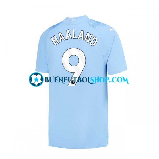 Camiseta de Fútbol Manchester City Haaland 9 2023-2024 Primera Equipación Manga Corta Hombre