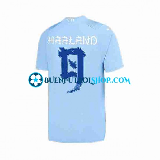 Camiseta de Fútbol Japón Manchester City Haaland 9 ese Tour Printing 2023-2024 Primera Equipación Manga Corta Hombre