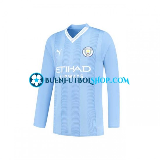 Camiseta de Fútbol Manchester City 2023-2024 Primera Equipación Manga Larga Hombre