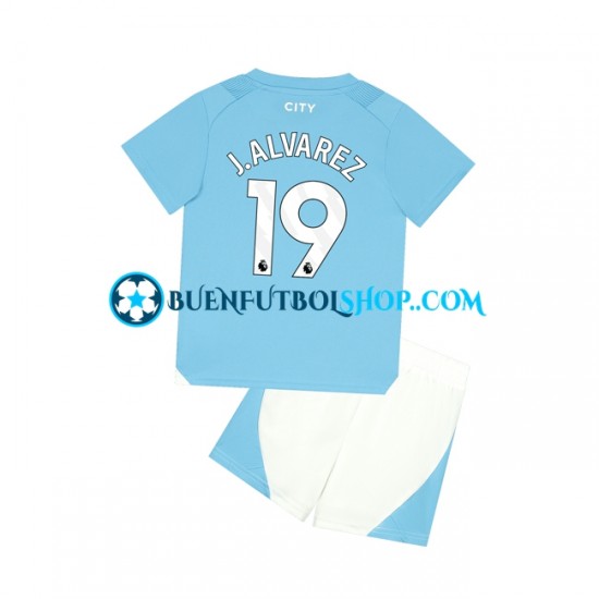 Camiseta de Fútbol Manchester City J. ALVAREZ 19 2023-2024 Primera Equipación Manga Corta Niño