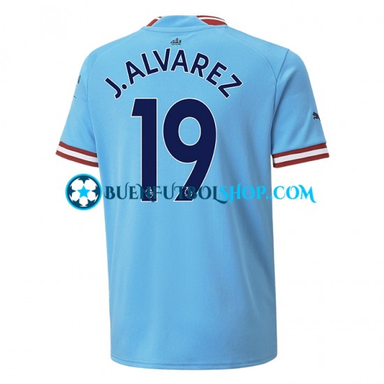 Camiseta de Fútbol Manchester City J. ALVAREZ 19 2022-2023 Primera Equipación Manga Corta Hombre