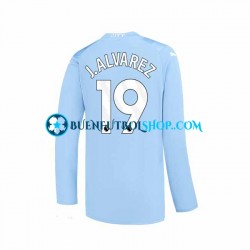Camiseta de Fútbol Manchester City J. ALVAREZ 19 2023-2024 Primera Equipación Manga Larga Hombre